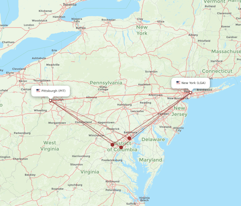 PIT-LGA flight routes