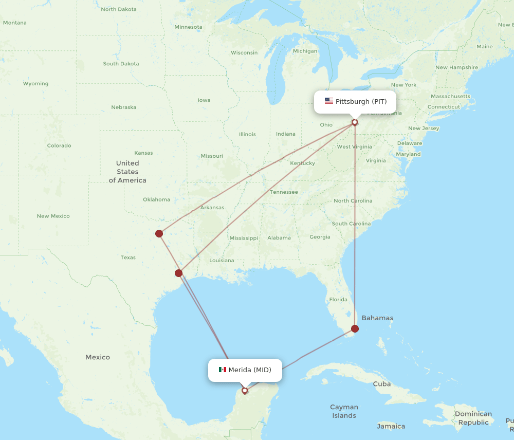 PIT to MID flights and routes map