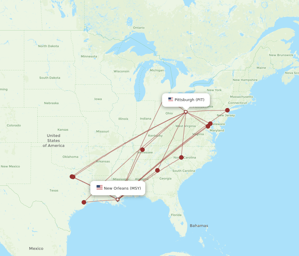 PIT-MSY flight routes