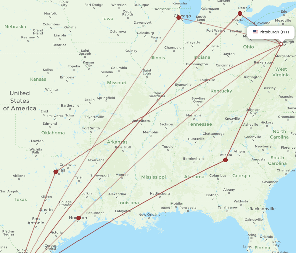 PIT-MTY flight routes