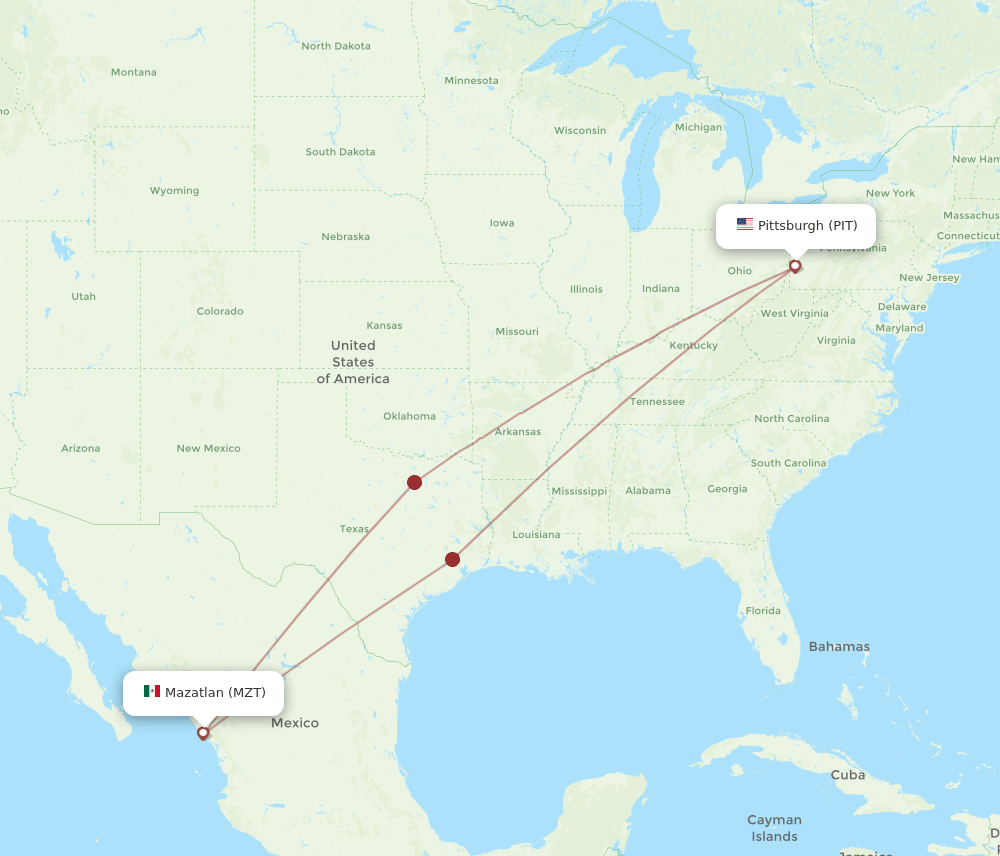 PIT-MZT flight routes