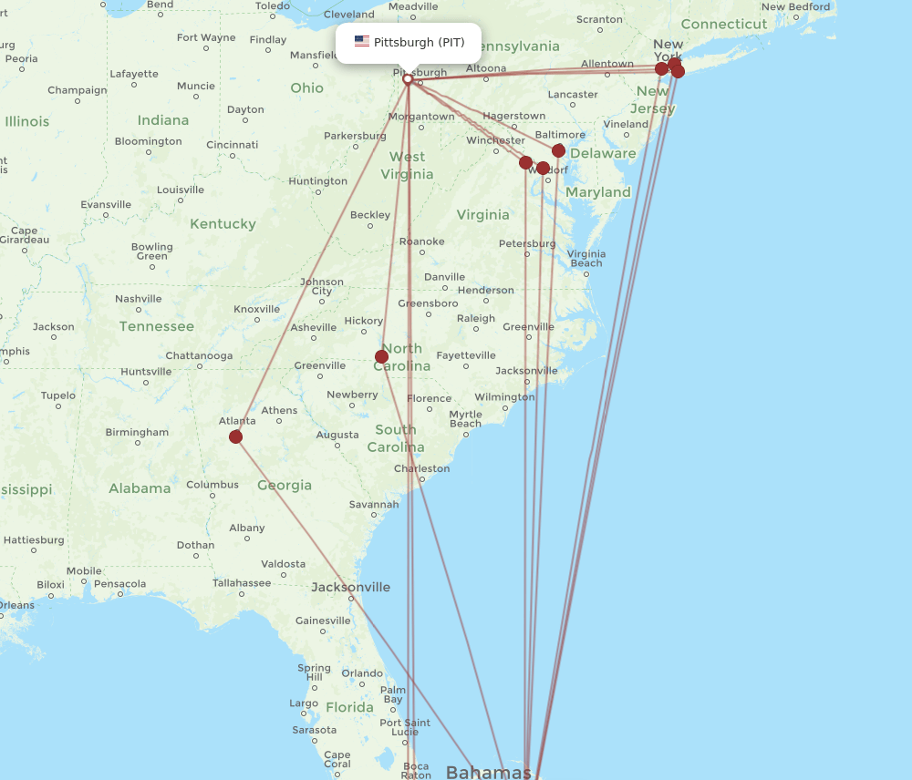 PIT-NAS flight routes