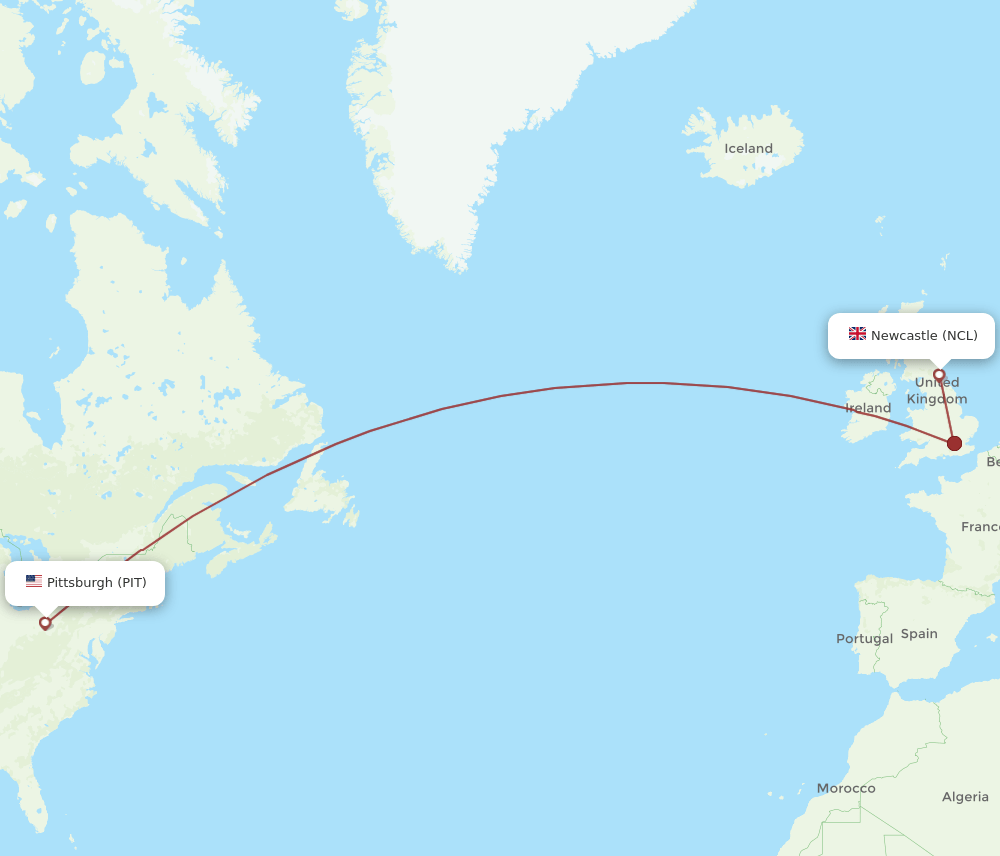 PIT-NCL flight routes