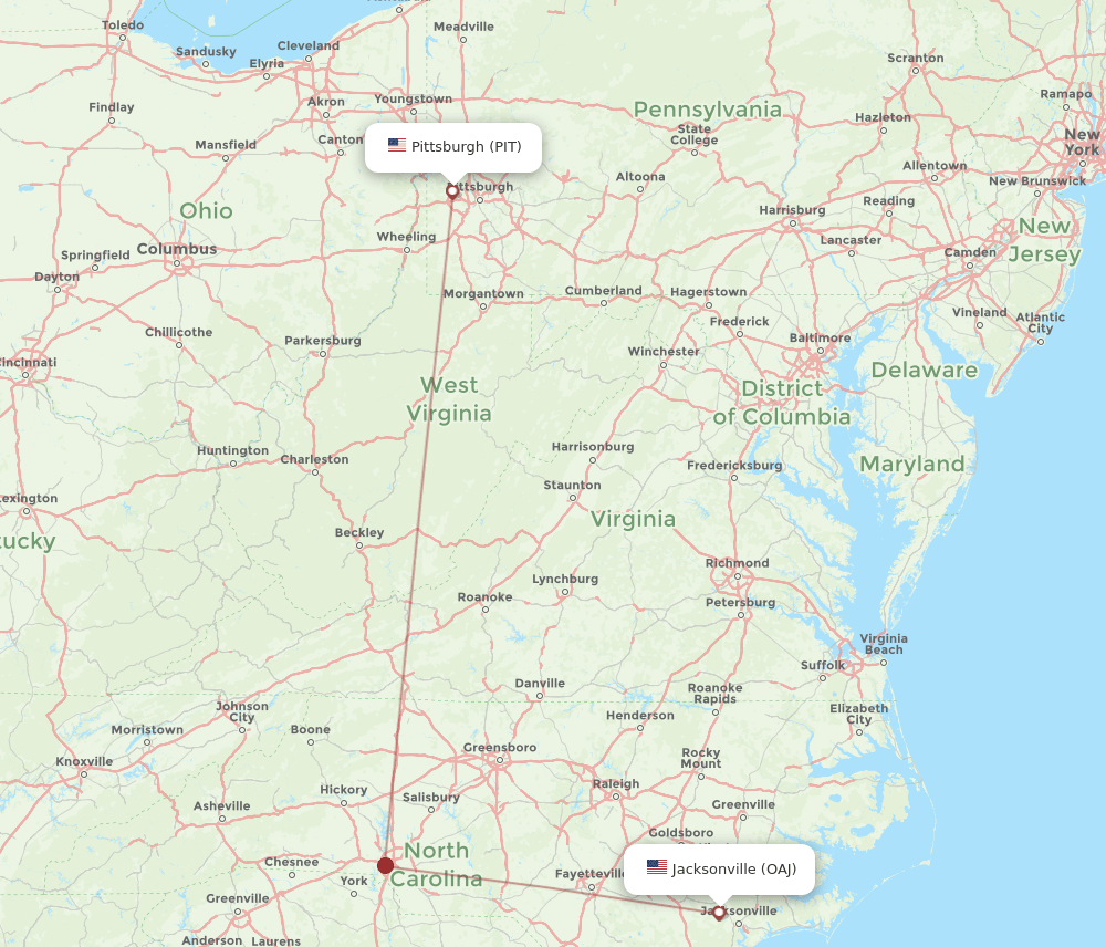PIT-OAJ flight routes