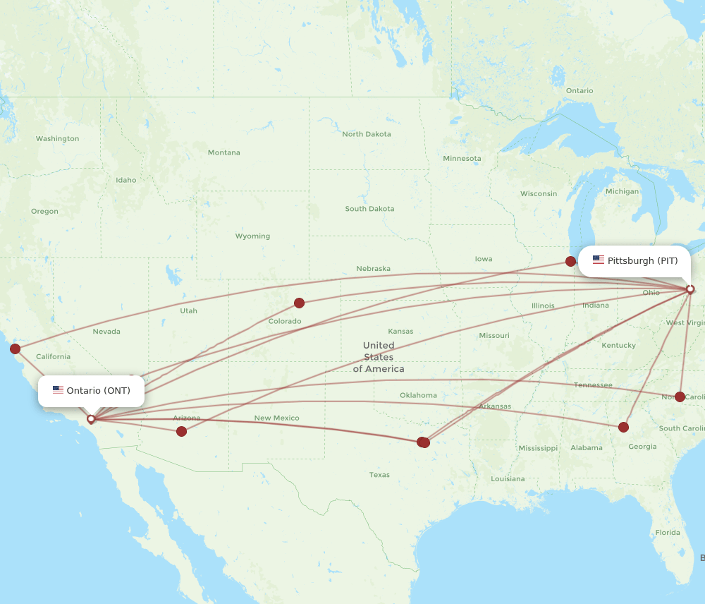PIT-ONT flight routes