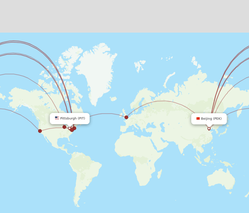PIT-PEK flight routes