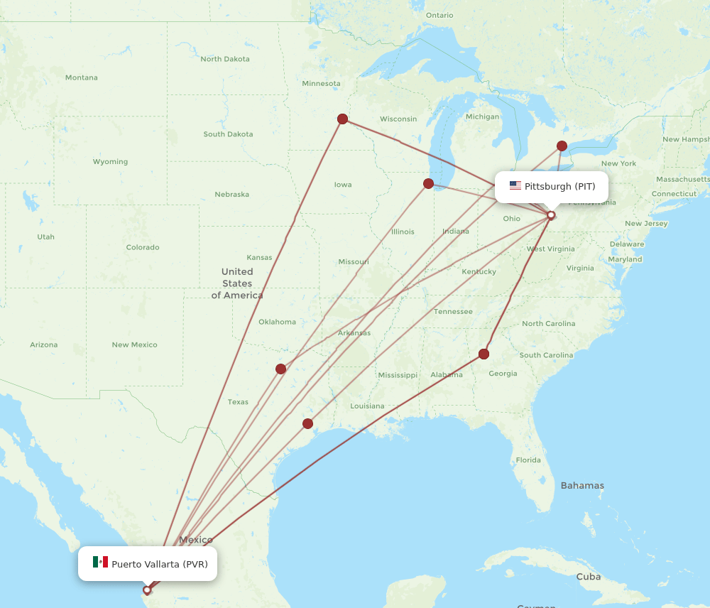 PIT-PVR flight routes
