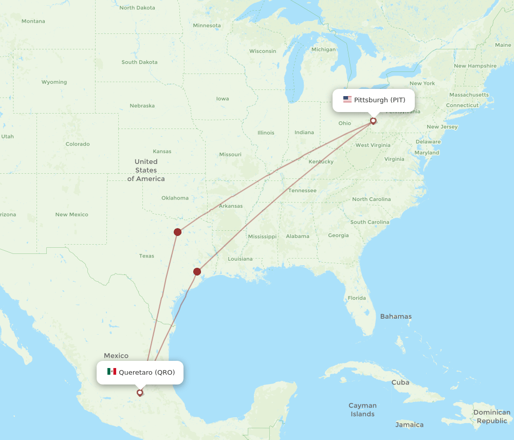 PIT-QRO flight routes