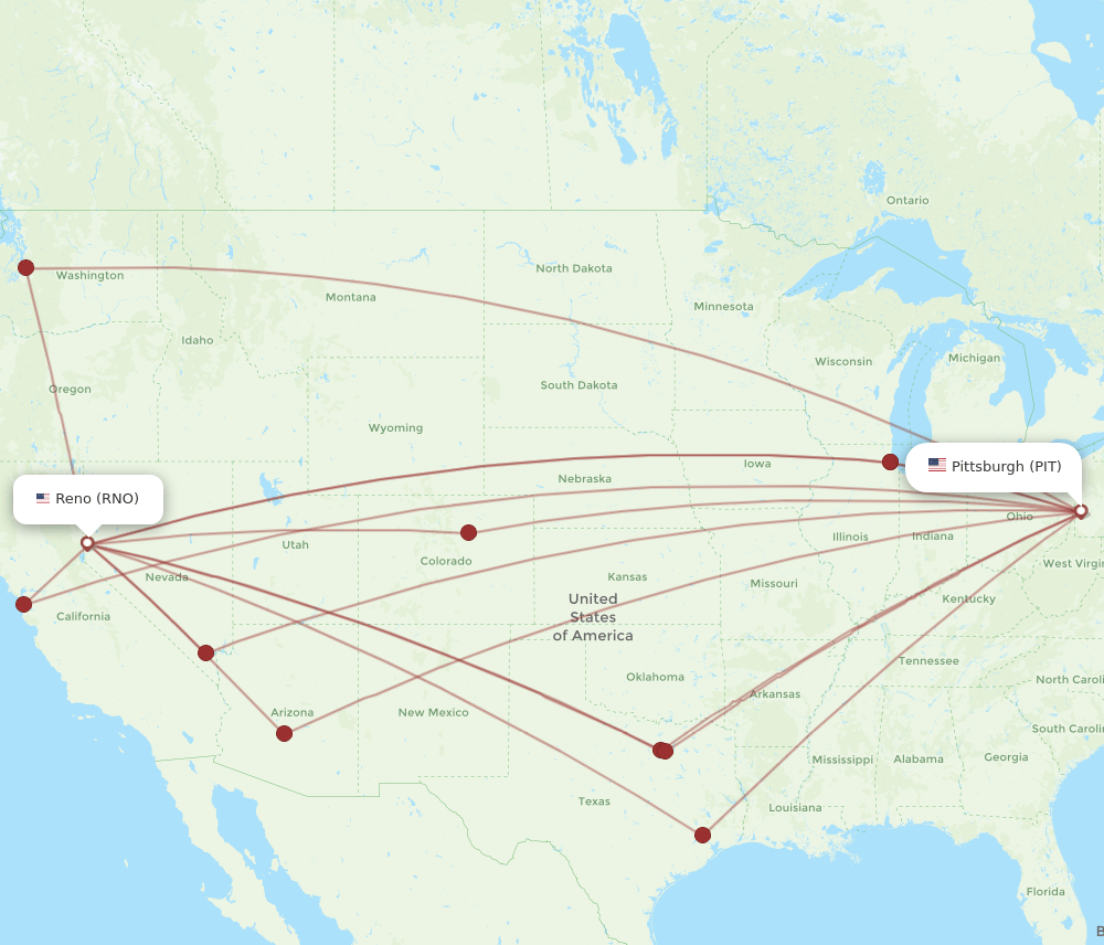 PIT-RNO flight routes