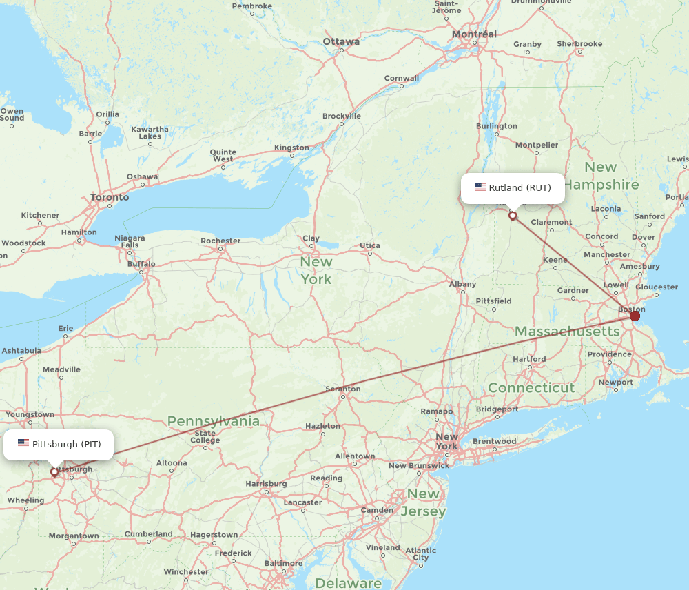 PIT-RUT flight routes
