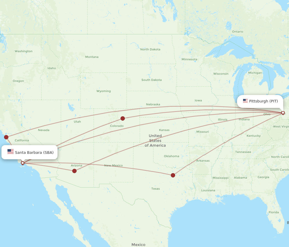 PIT-SBA flight routes