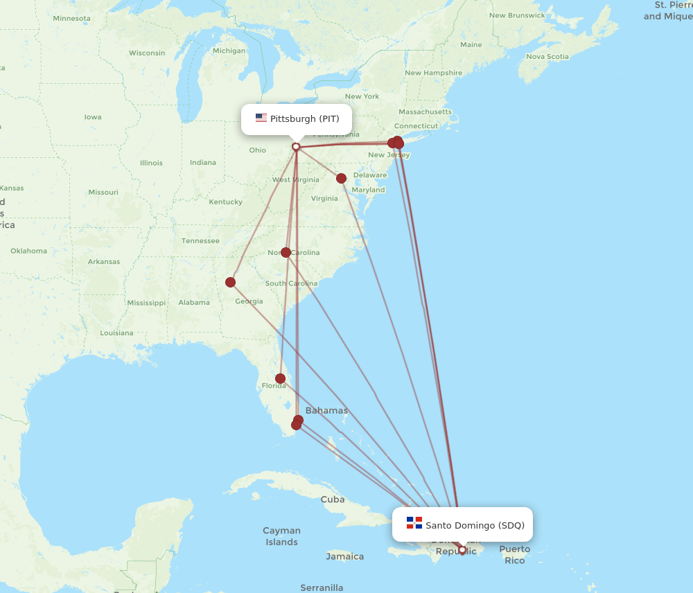 PIT-SDQ flight routes