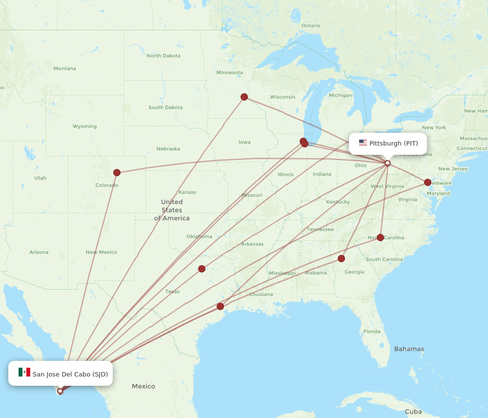 PIT-SJD flight routes