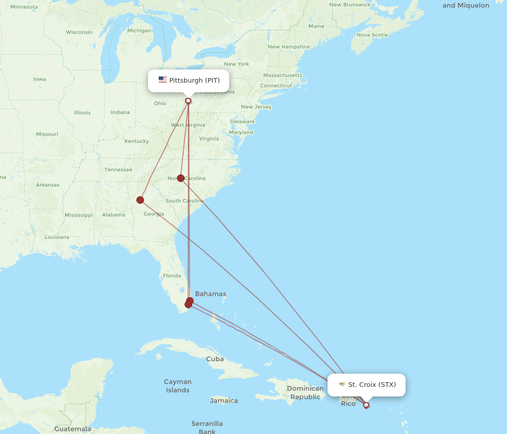 PIT-STX flight routes
