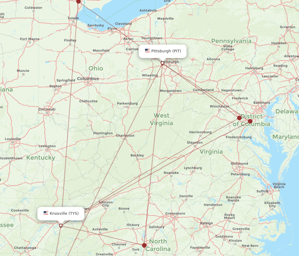PIT-TYS flight routes