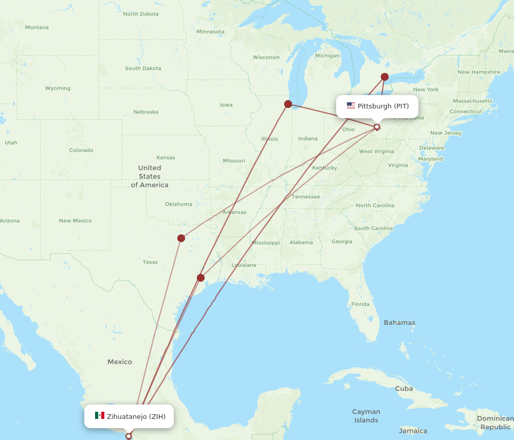 PIT-ZIH flight routes