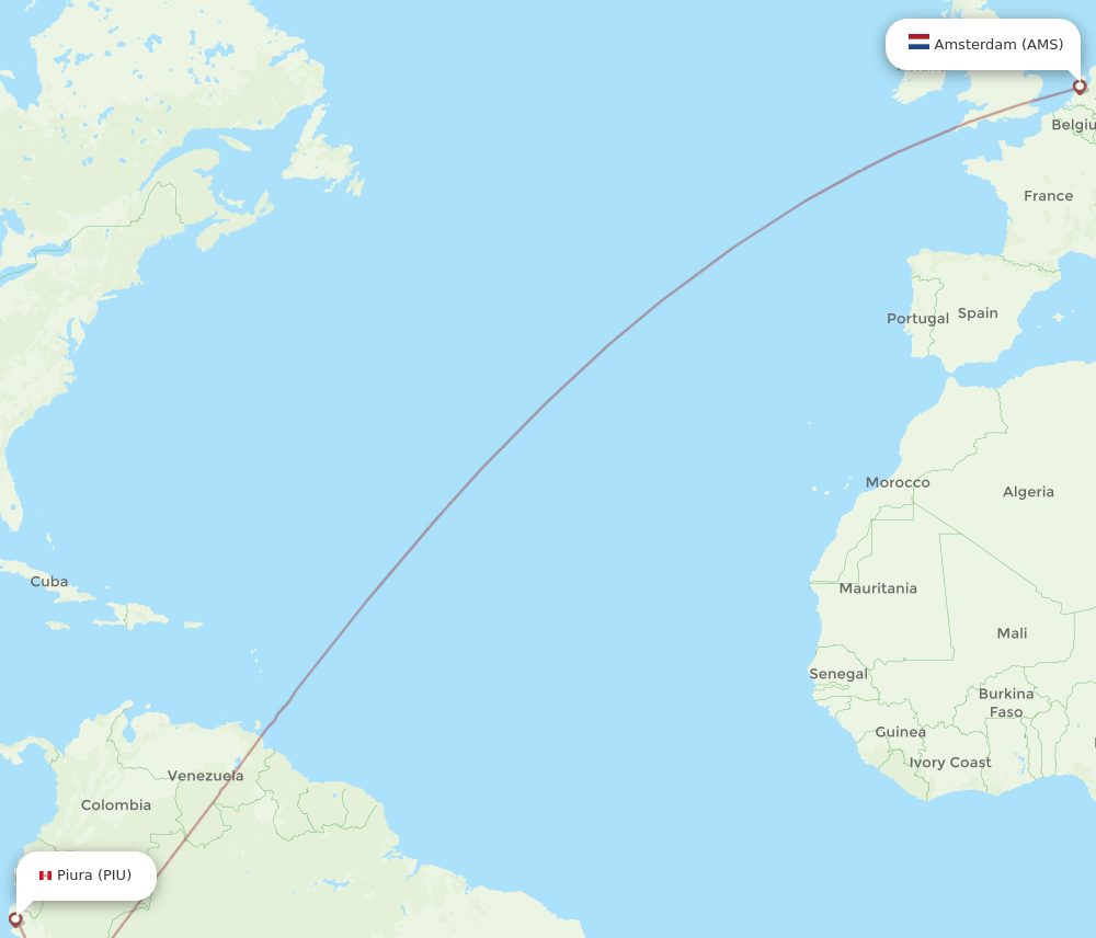 PIU-AMS flight routes