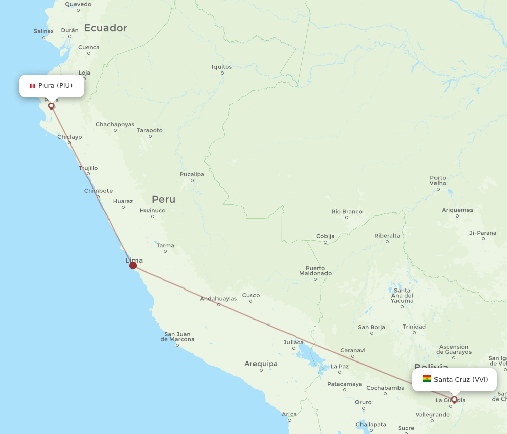 PIU to VVI flights and routes map