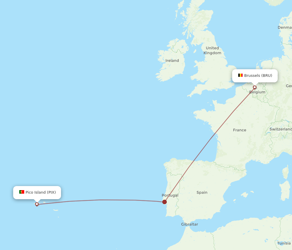PIX-BRU flight routes