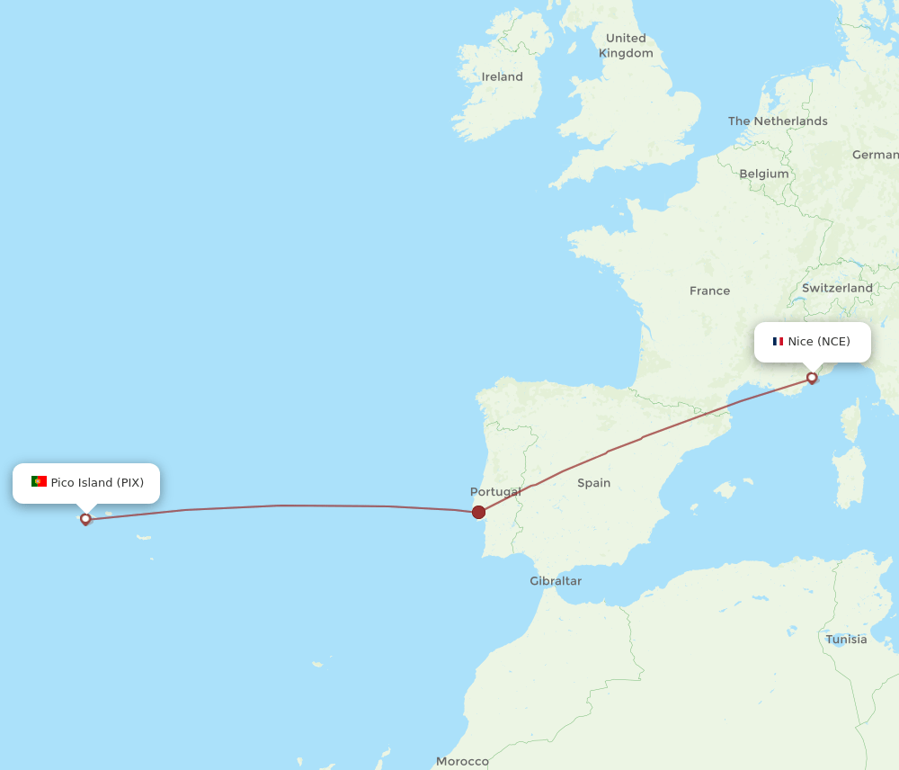 PIX-NCE flight routes