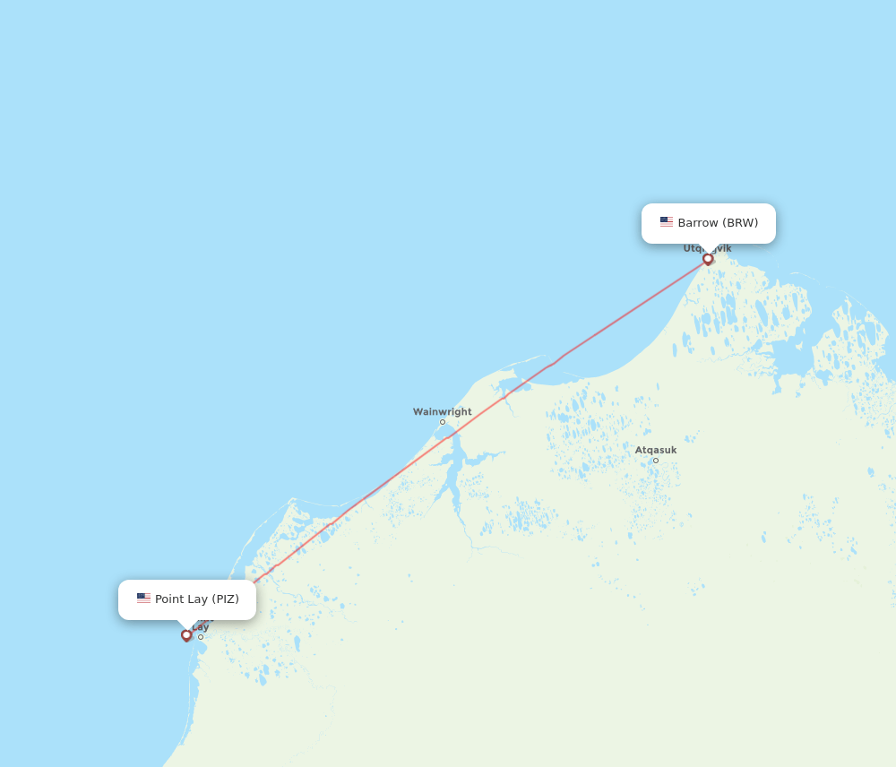 Point Lay - Utqiagvik Barrow route map and flight paths