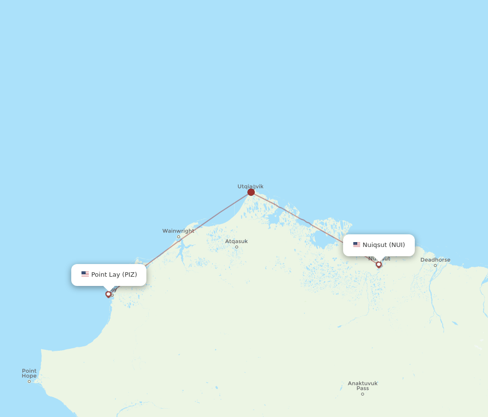 PIZ to NUI flights and routes map