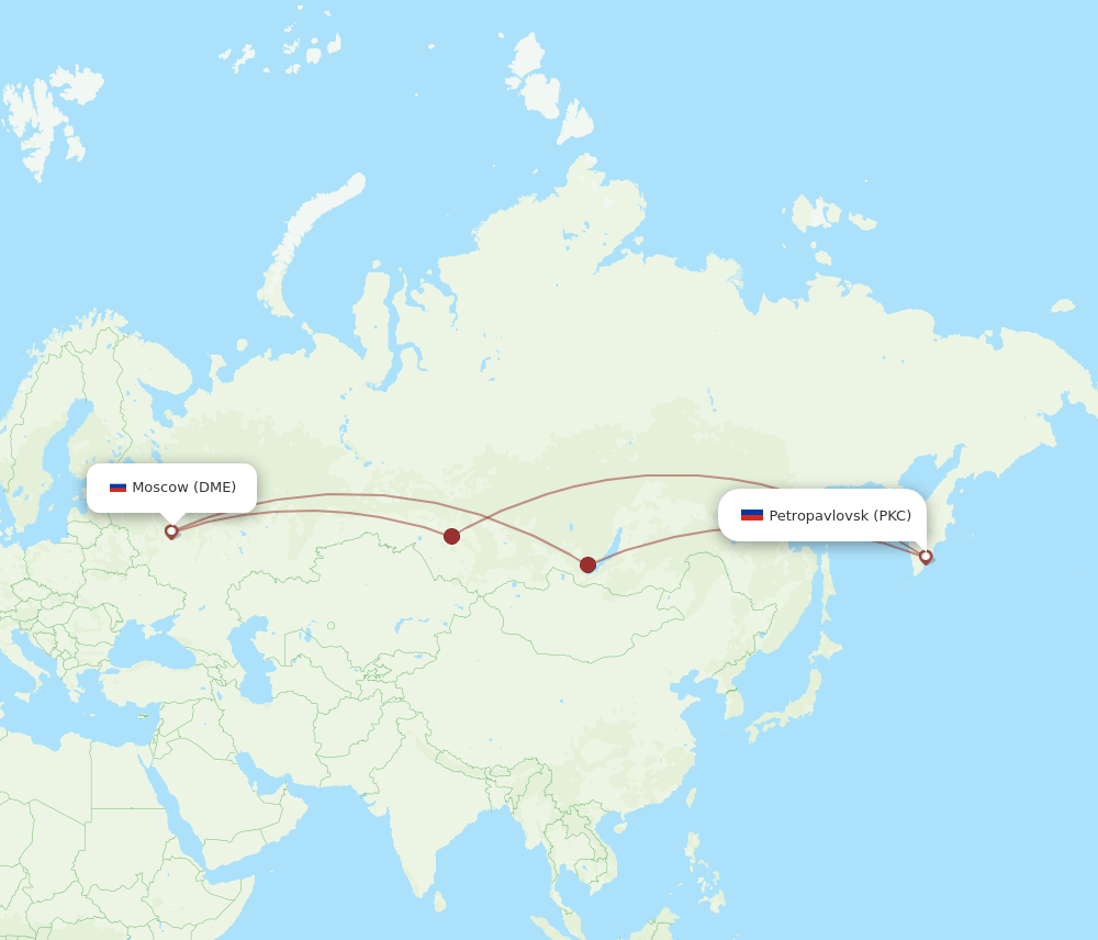 PKC-DME flight routes
