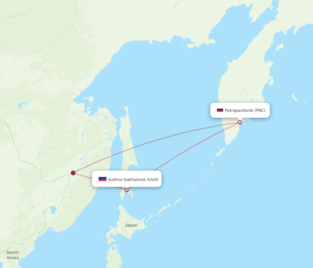 PKC to UUS flights and routes map