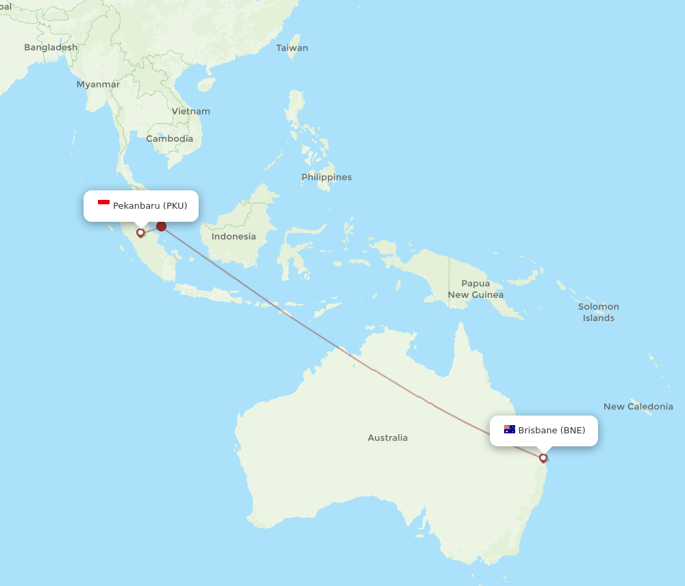 PKU-BNE flight routes