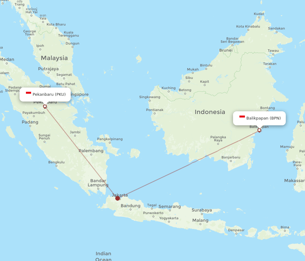 PKU-BPN flight routes