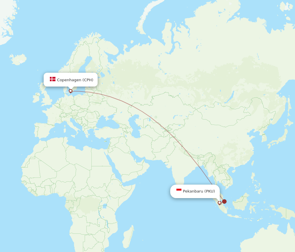 PKU-CPH flight routes