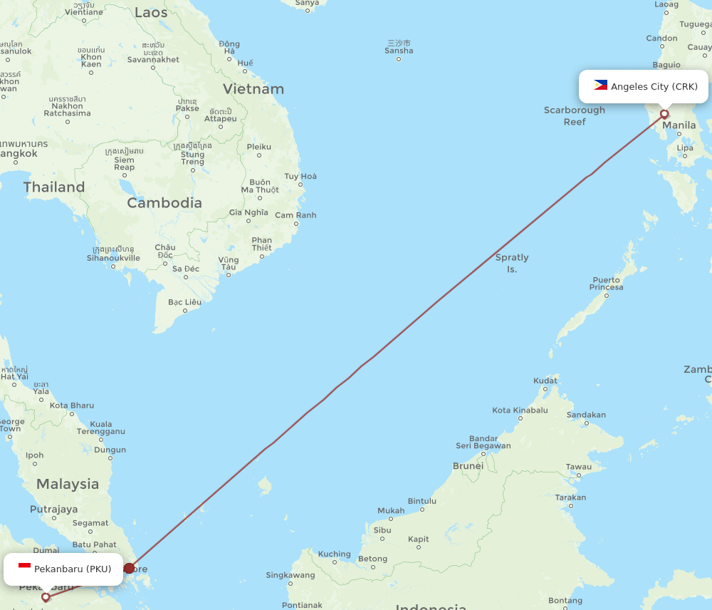 PKU-CRK flight routes
