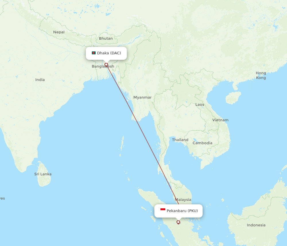 PKU-DAC flight routes