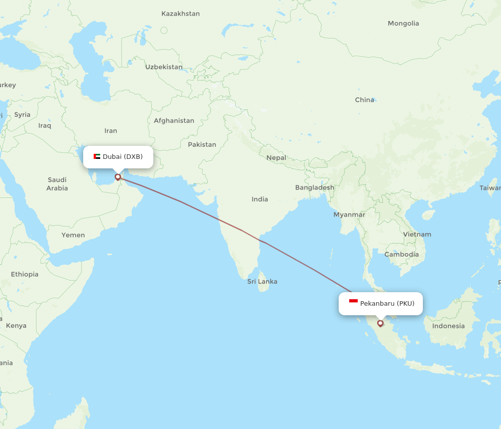 PKU-DXB flight routes