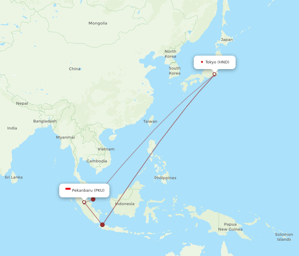 PKU-HND flight routes
