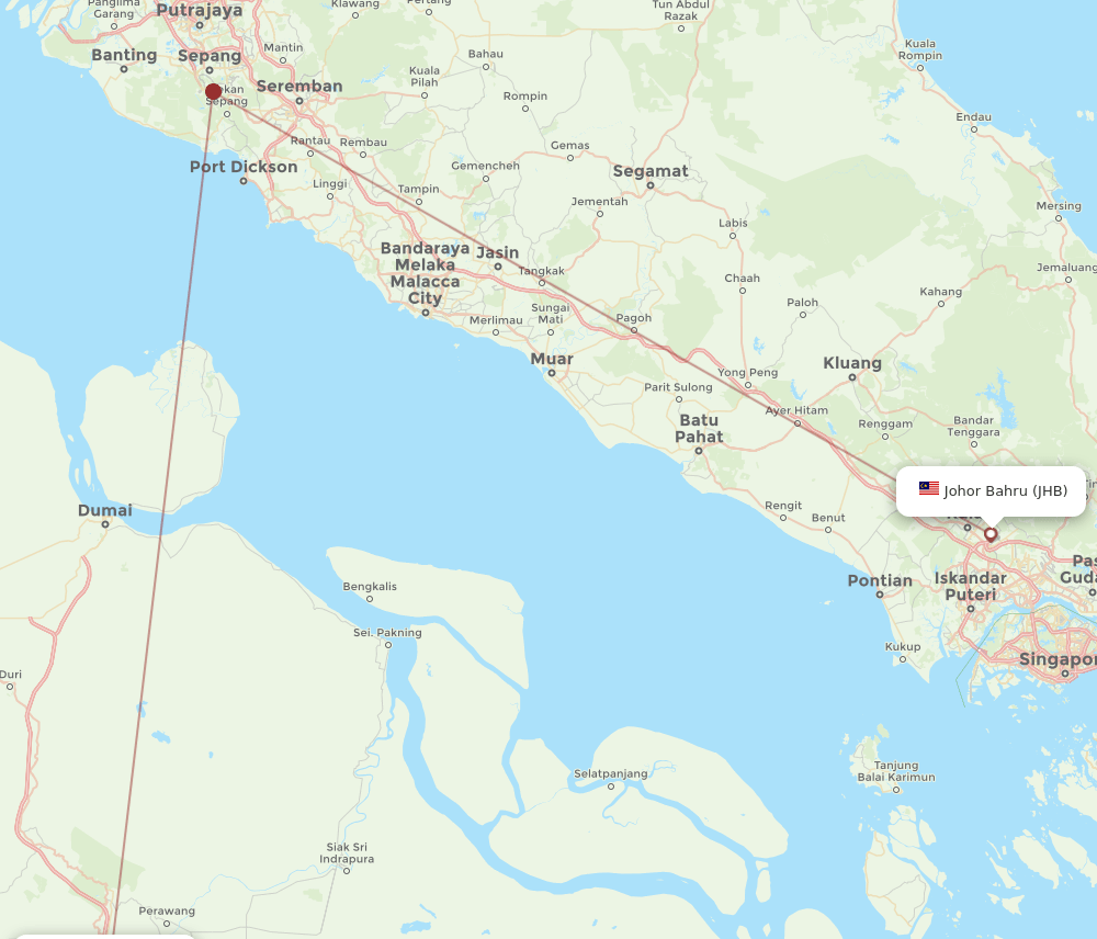 PKU-JHB flight routes