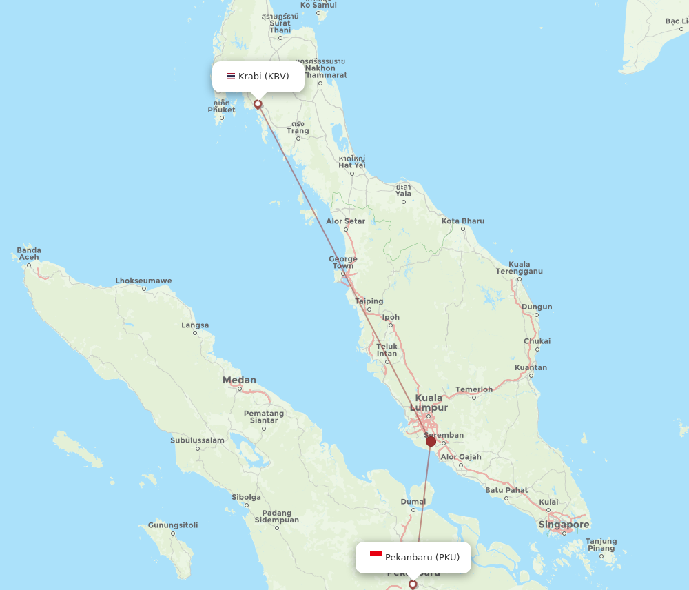 PKU to KBV flights and routes map