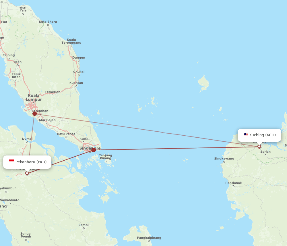 PKU-KCH flight routes