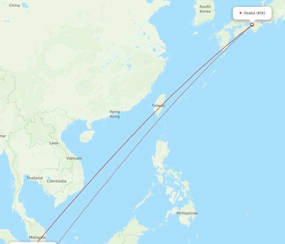 PKU-KIX flight routes