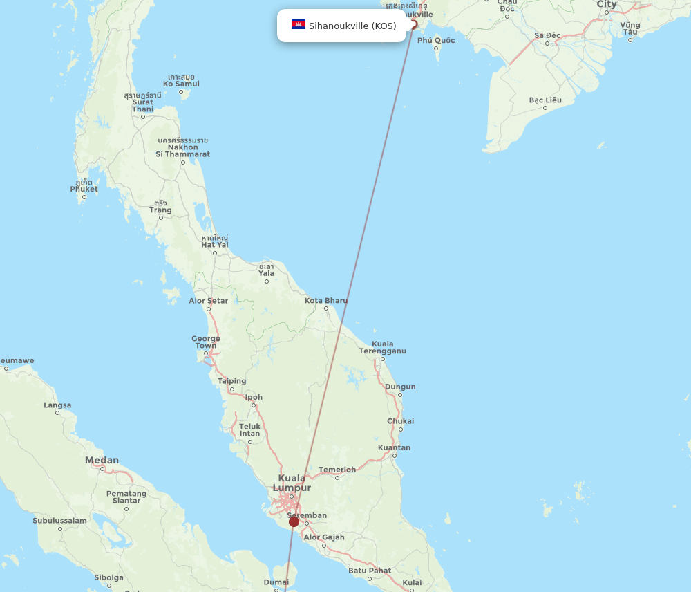 PKU-KOS flight routes