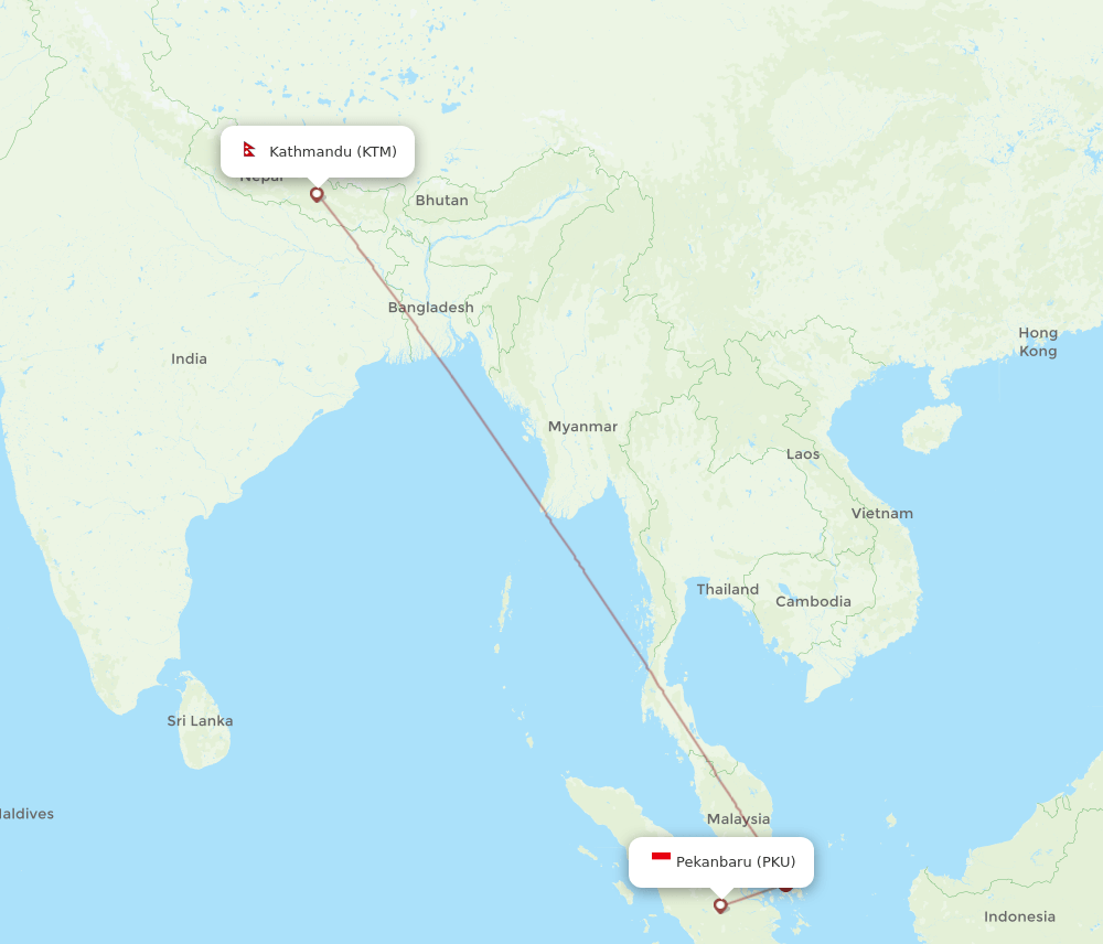 PKU-KTM flight routes