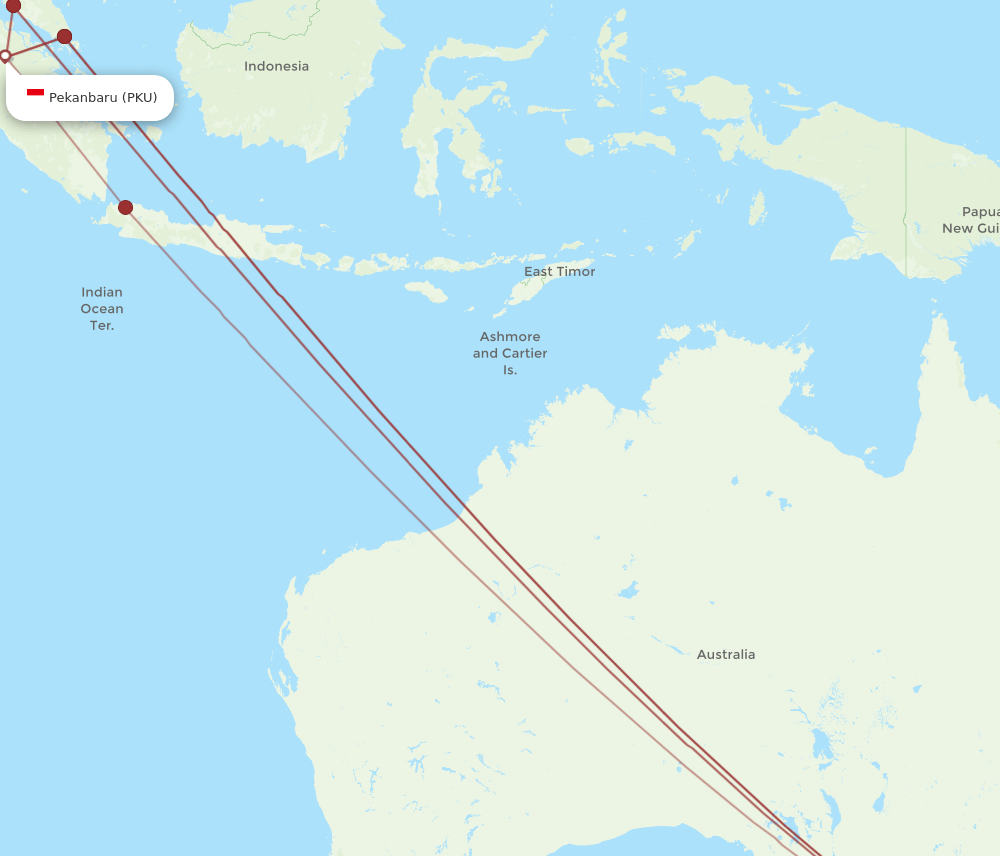 PKU-MEL flight routes