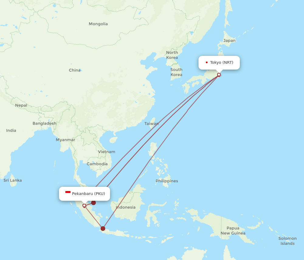 PKU-NRT flight routes