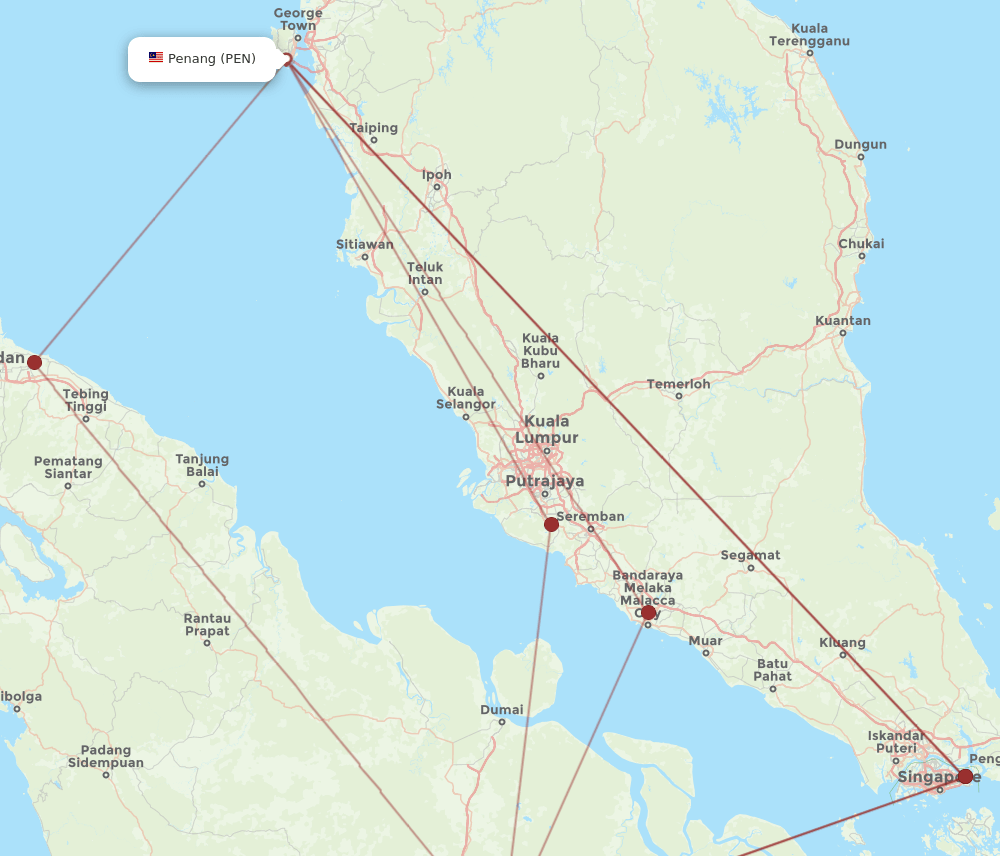 PKU-PEN flight routes