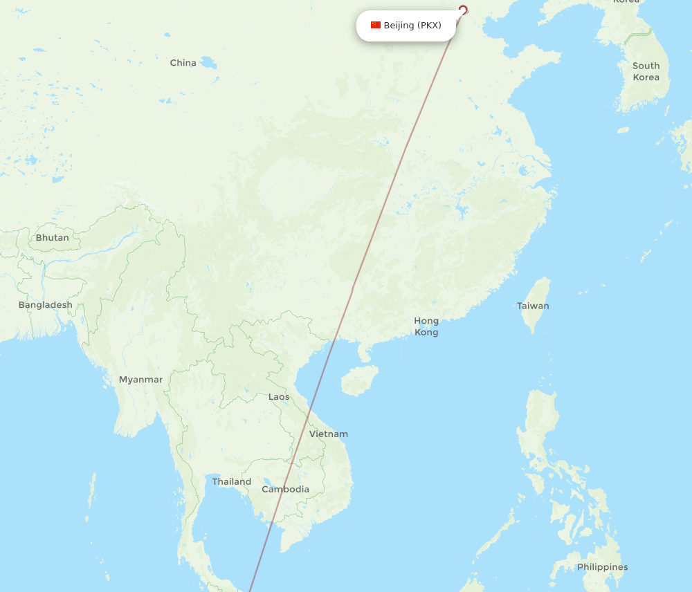PKU to PKX flights and routes map