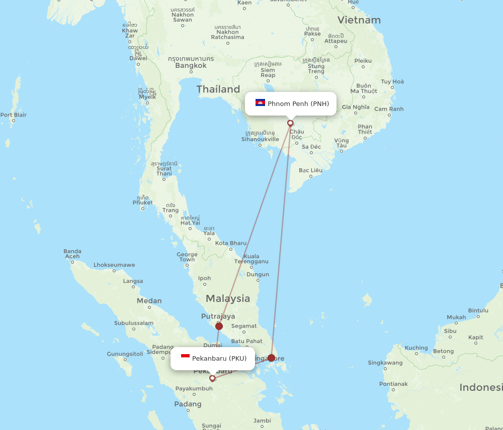 PKU-PNH flight routes
