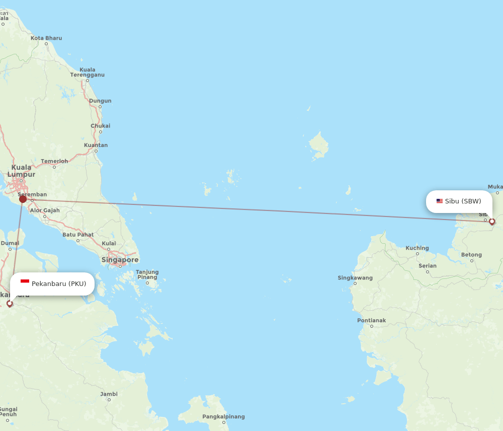 PKU-SBW flight routes