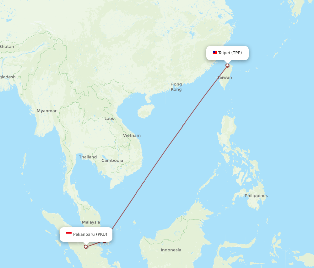 PKU-TPE flight routes