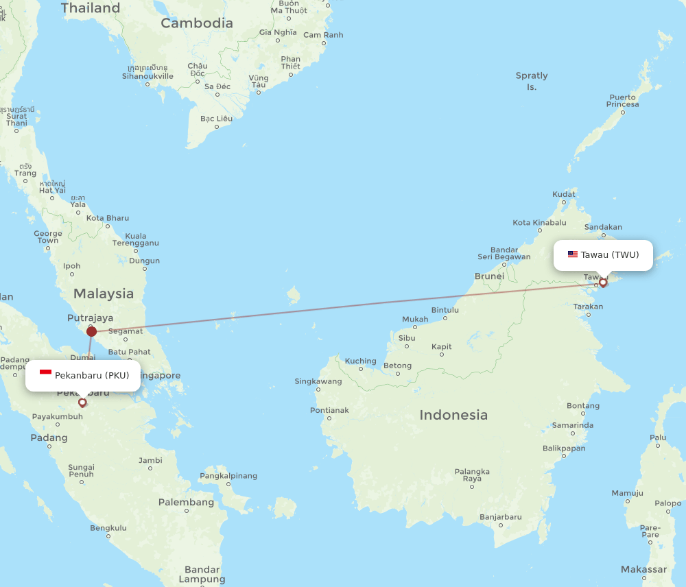 PKU-TWU flight routes