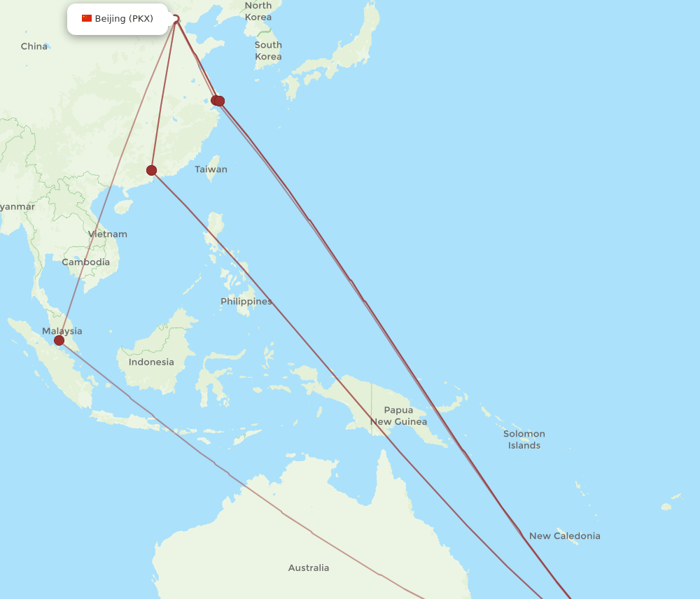 PKX-AKL flight routes